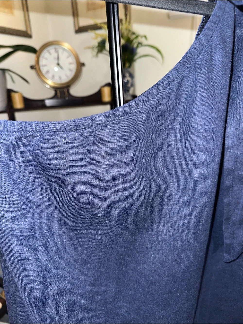 J.Crew 100% Linen One-Shoulder Tie Shift Mini Dress Navy Blue Size XS